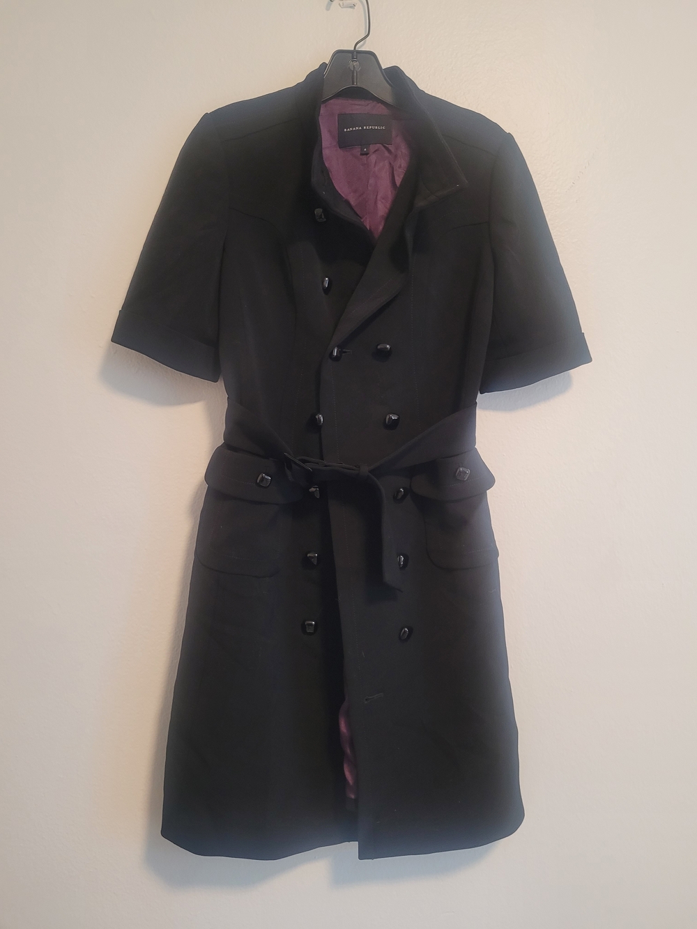 Banana Republic Black Short-Sleeve Trench Coat